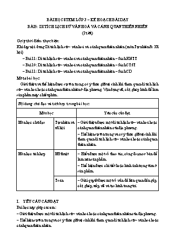 Kế hoạch dạy học Stem Lớp 3 - Bài 5: Di tích lịch sử văn hoá và cảnh quan thiên nhiên