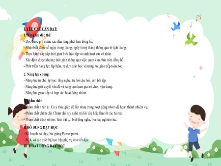 Bài giảng Toán Lớp 3 (Kết nối tri thức) - Bài 67: Thực hành xem đồng hồ, xem lịch (Tiết 2)