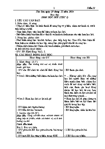 Giáo án Đạo đức 3 (Cánh diều) - Tuần 12, Bài: Ham học hỏi (Tiết 2) - Năm học 2024-2025