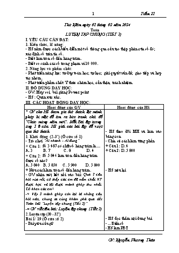 Giáo án Toán 3 (Kết nối tri thức) - Tuần 21, Bài: Luyện tập chung (Tiết 3) - Năm học 2023-2024 - Nguyễn Phương Thảo