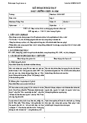 Giáo án Tiếng Việt Lớp 3 - Tuần 15 - Tích hợp năng lực số và AI năm học 2026-2027