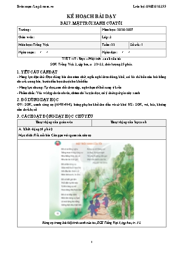 Giáo án Tiếng Việt Lớp 3 - Tuần 22 - Tích hợp năng lực số và AI năm học 2026-2027