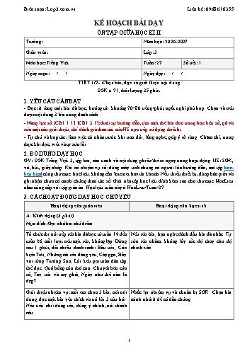 Giáo án Tiếng Việt Lớp 3 - Tuần 27 - Tích hợp năng lực số và AI năm học 2026-2027