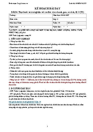 Giáo án Toán lớp 3 - Tuần 14 - Tích hợp năng lực số và AI năm học 2026-2027
