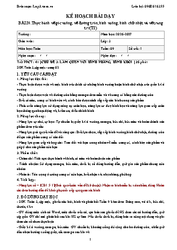 Giáo án Toán lớp 3 - Tuần 9 - Tích hợp năng lực số và AI năm học 2026-2027